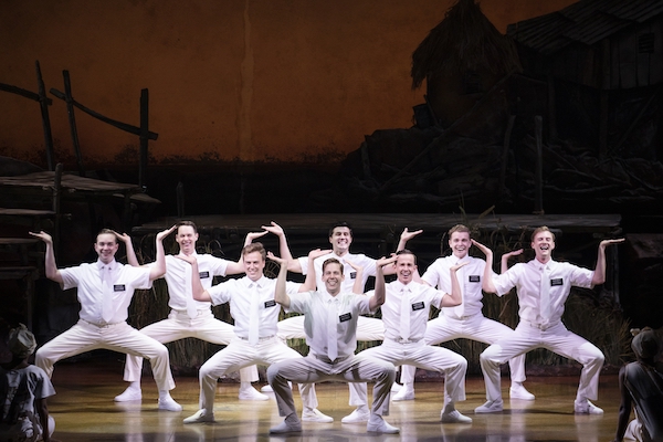 The company of “The Book of Mormon.” With book, music and lyrics by Trey Parker, Robert Lopez and Matt Stone, choreographed by Casey Nicholaw, and direction by Nicholaw and Parker, “The Book of Mormon” will be presented by Center Theatre Group at the Ahmanson Theatre February 18 through March 29, 2020. For more information, please visit CenterTheatreGroup.org. Press Contact: CTGMedia@CTGLA.org / (213) 972-7376. Photo by Julieta Cervantes.